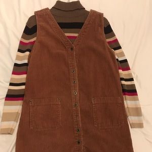 Corduroy jumper & striped long sleeve turtleneck